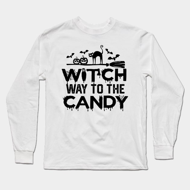 Humor Hlloween Candy hunt - Witch Way to The Candy Long Sleeve T-Shirt by KAVA-X